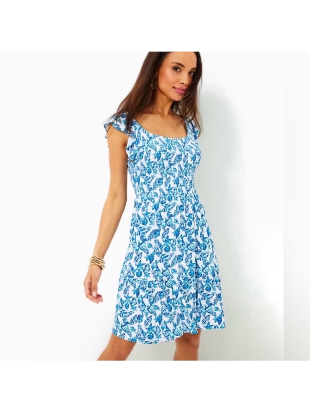 Lilly Pulitzer Jilly Seashell Smocked Mini Dress. Size Medium